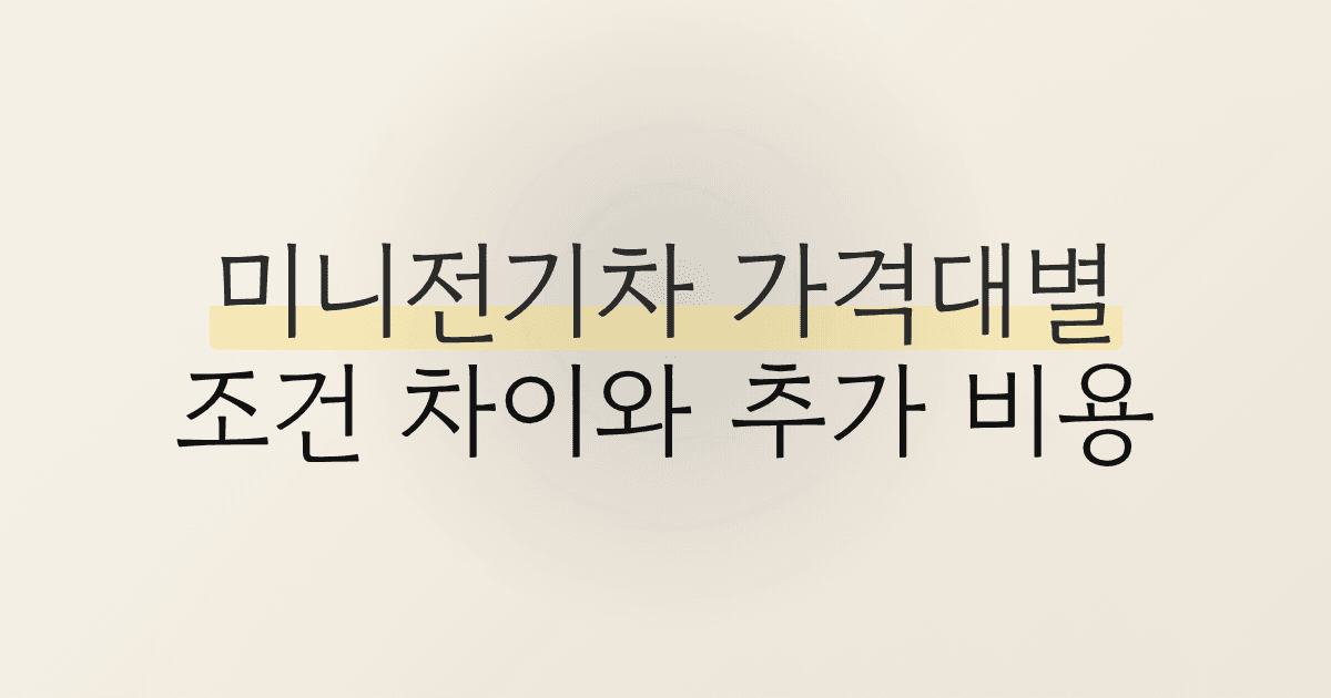 미니전기차 가격대별 조건 차이와 추가 비용