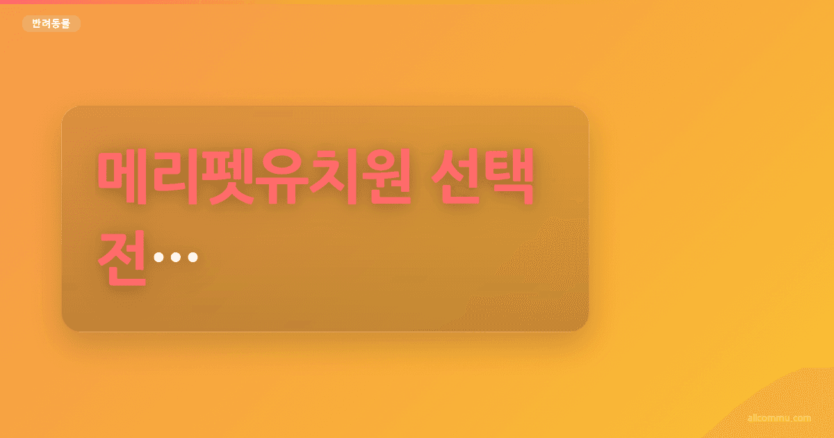 메리펫유치원 선택 전 꼭 알아야 할 점들