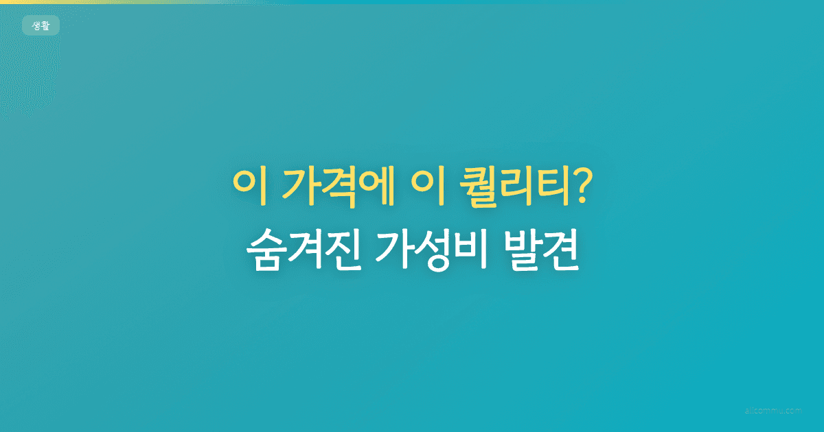 이 가격에 이 퀄리티? 숨겨진 가성비 발견!