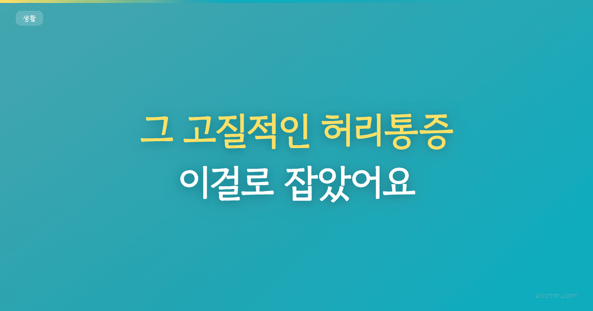 그 고질적인 허리통증, 이걸로 잡았어요